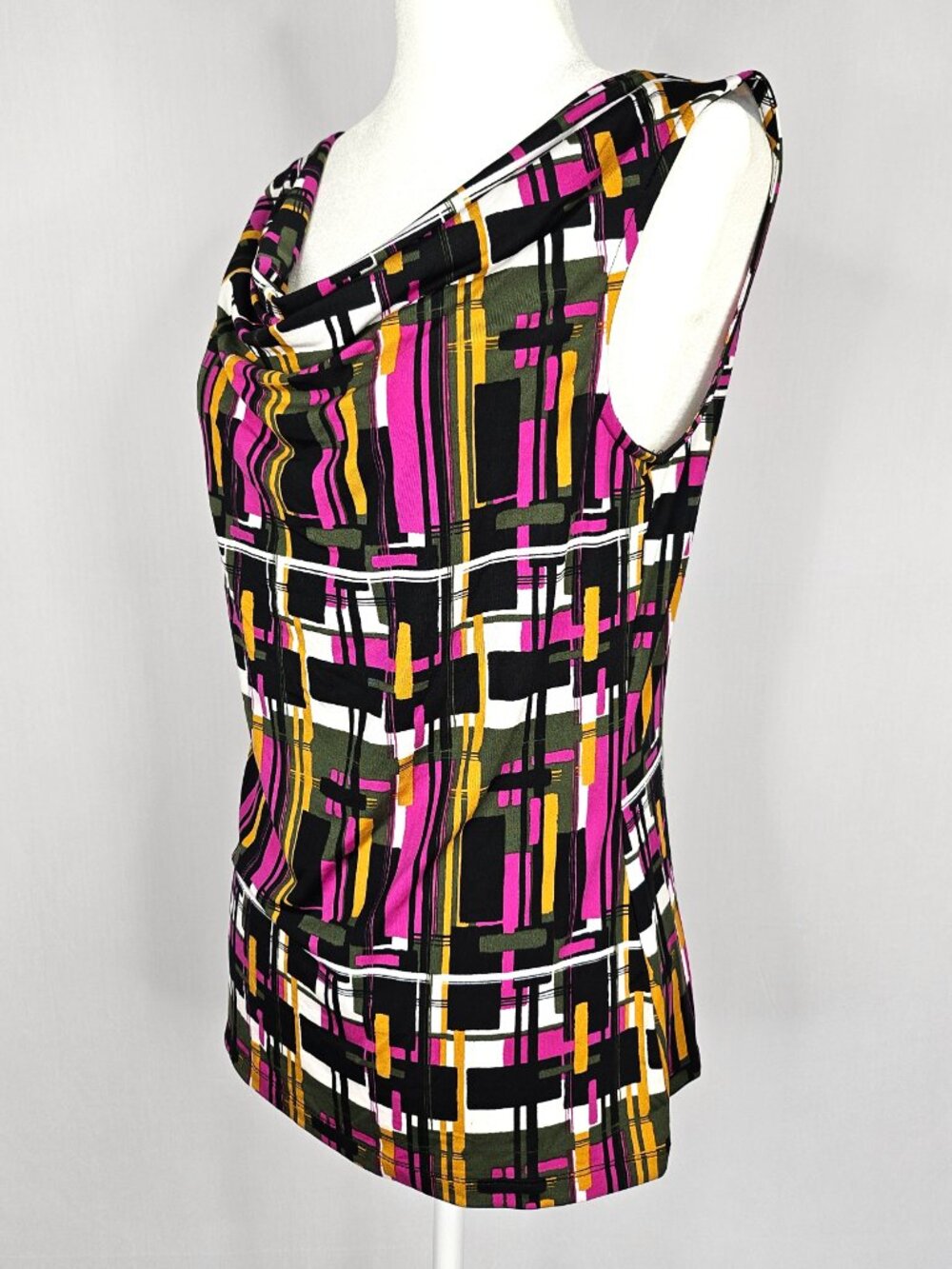 Tahari | Geometric Cowl Neck Blouse | Fall Workwear NWT | Size S